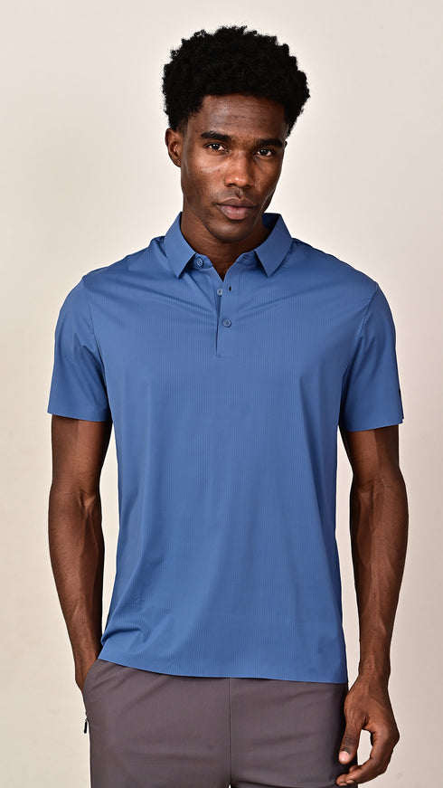 Waffle Polo- Slate Blue