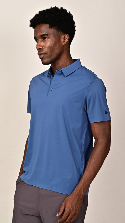 Waffle Polo- Slate Blue