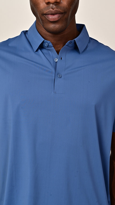 Waffle Polo- Slate Blue