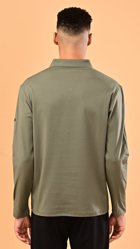 Long Sleeve Polo - Moss Green