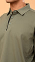 Long Sleeve Polo - Moss Green