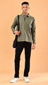 Long Sleeve Polo - Moss Green