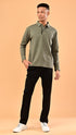 Long Sleeve Polo - Moss Green