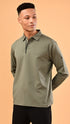 Long Sleeve Polo - Moss Green