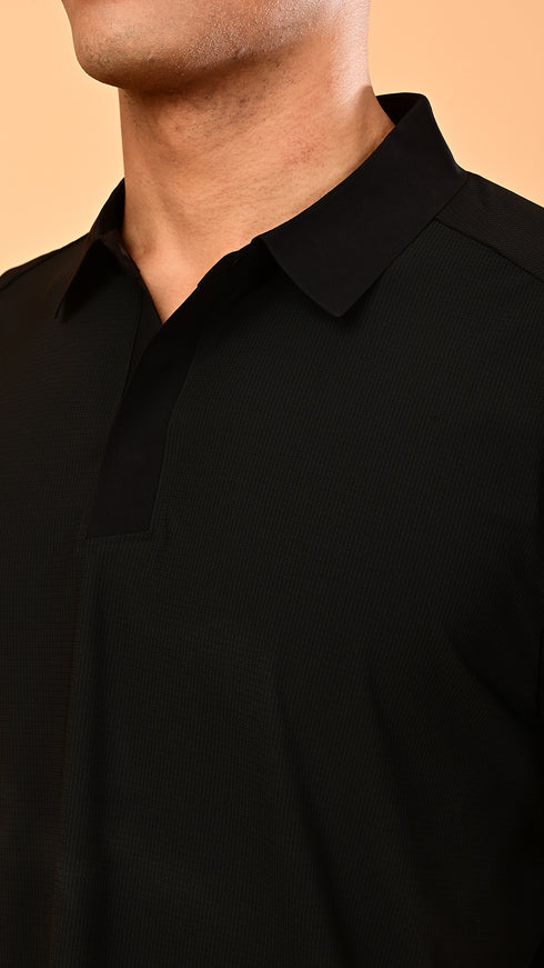 Waffle Polo- Black