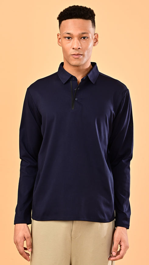 Long Sleeve Polo - Eclipse Blue