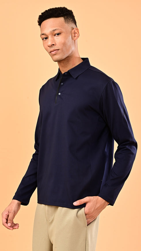 Long Sleeve Polo - Eclipse Blue
