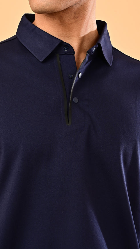 Long Sleeve Polo - Eclipse Blue