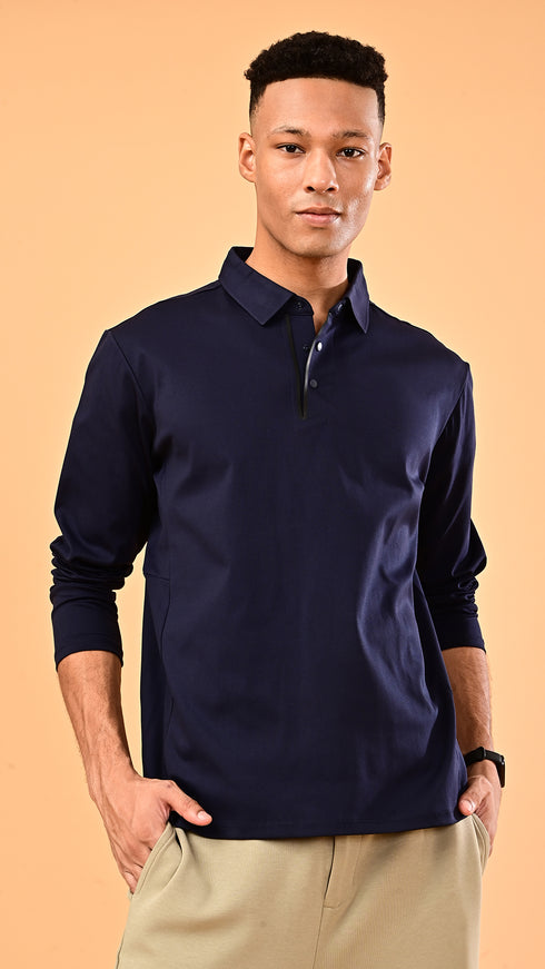 Long Sleeve Polo - Eclipse Blue