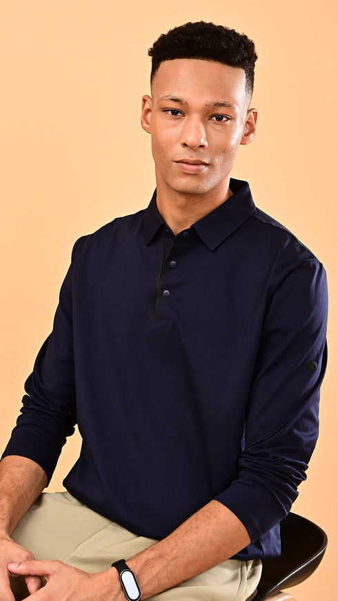 Long Sleeve Polo - Eclipse Blue