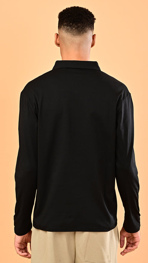 Long Sleeve Polo - Black