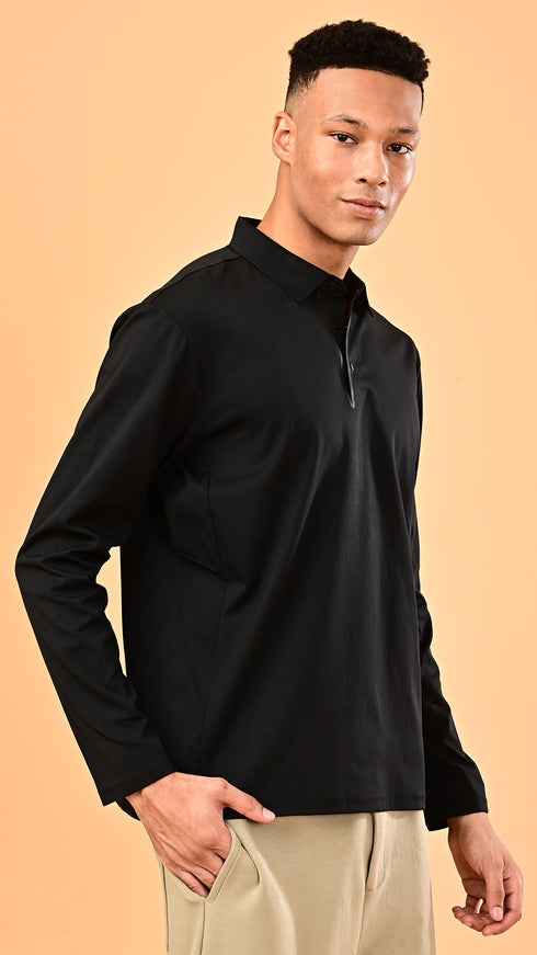 Long Sleeve Polo - Black