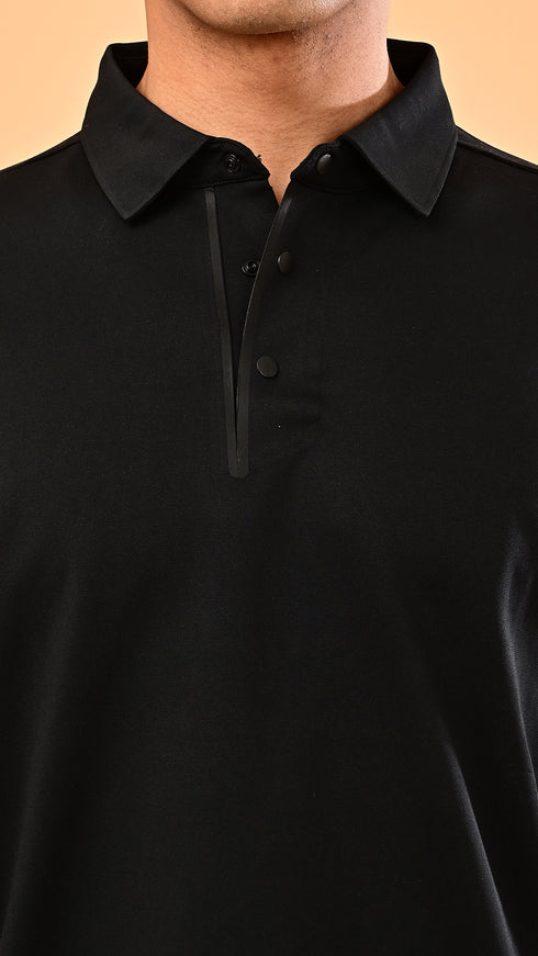 Long Sleeve Polo - Black