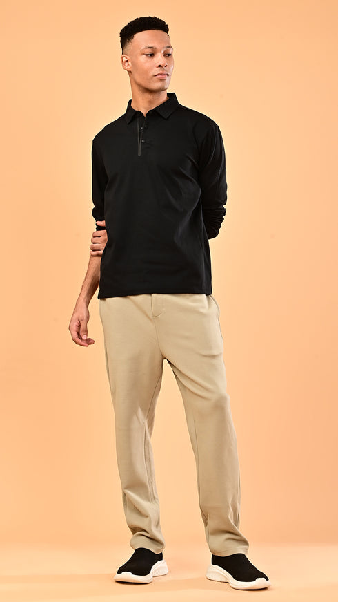 Long Sleeve Polo - Black
