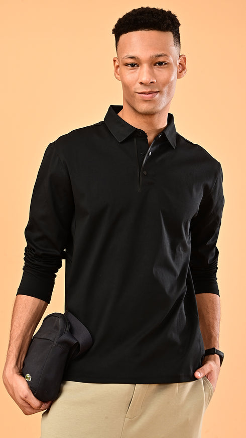 Long Sleeve Polo - Black