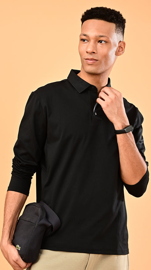 Long Sleeve Polo - Black