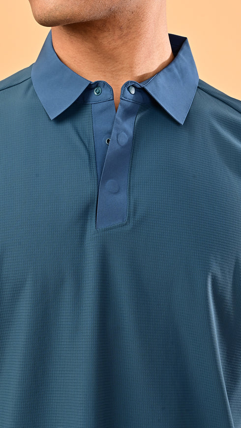 Waffle Polo- Viking Blue