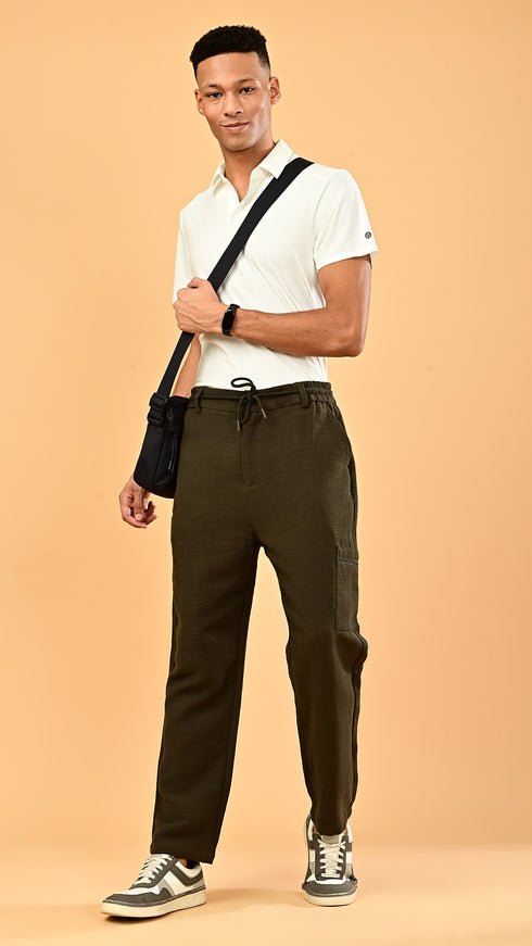 Stretchable Linen Pants- Olive