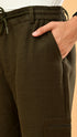 Stretchable Linen Pants- Olive