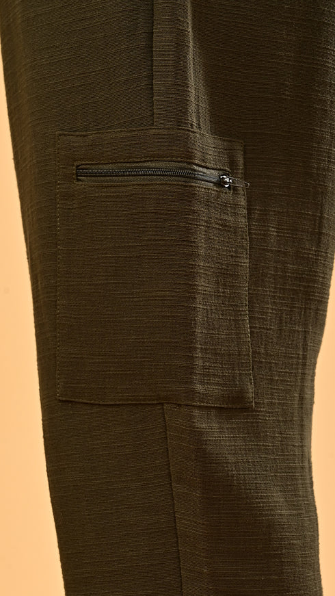 Stretchable Linen Pants- Olive