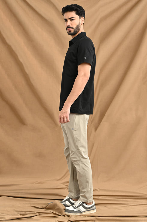 LASER CUT MICRODOT POLO IN BLACK