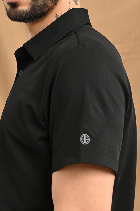 Laser Cut Microdot Polo In Olive Green