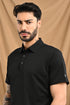LASER CUT MICRODOT POLO IN BLACK