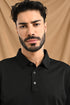 LASER CUT MICRODOT POLO IN BLACK