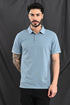 Honeycomb Texture Polo In Dusty Blue