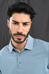 Honeycomb Texture Polo In Dusty Blue