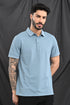 Honeycomb Texture Polo In Dusty Blue