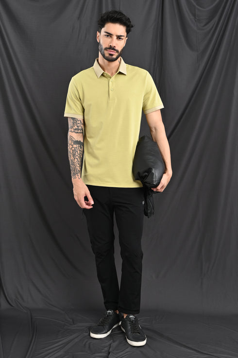 Honeycomb Texture Polo In Dusty Blue