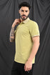Honeycomb Texture Polo In Soft Ochre