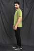 Laser Cut Microdot Polo In Olive Green