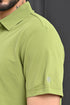 Laser Cut Microdot Polo In Olive Green