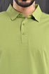 Laser Cut Microdot Polo In Olive Green
