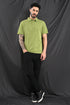 Laser Cut Microdot Polo In Olive Green