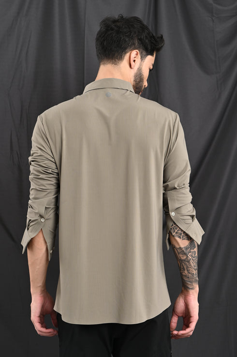 STITCHLESS TEXTURED STRIPE SHIRT IN SLATE BLUE