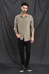 Stitchless Textured Stripe Shirt In Greige