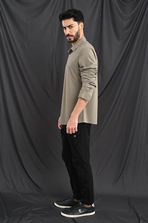 STITCHLESS TEXTURED STRIPE SHIRT IN SLATE BLUE