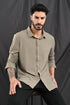 Stitchless Textured Stripe Shirt In Greige