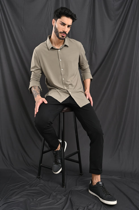 STITCHLESS TEXTURED STRIPE SHIRT IN SLATE BLUE