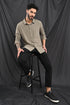 STITCHLESS TEXTURED STRIPE SHIRT IN SLATE BLUE