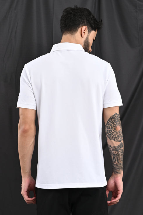 Honeycomb Texture Polo In White