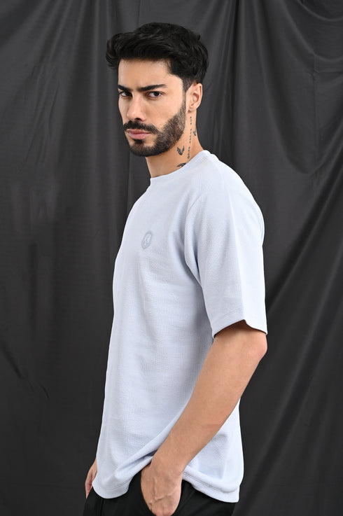 Oversized Textured Tee In Soft Ecru