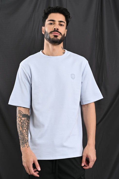Oversized Textured Tee In Soft Ecru