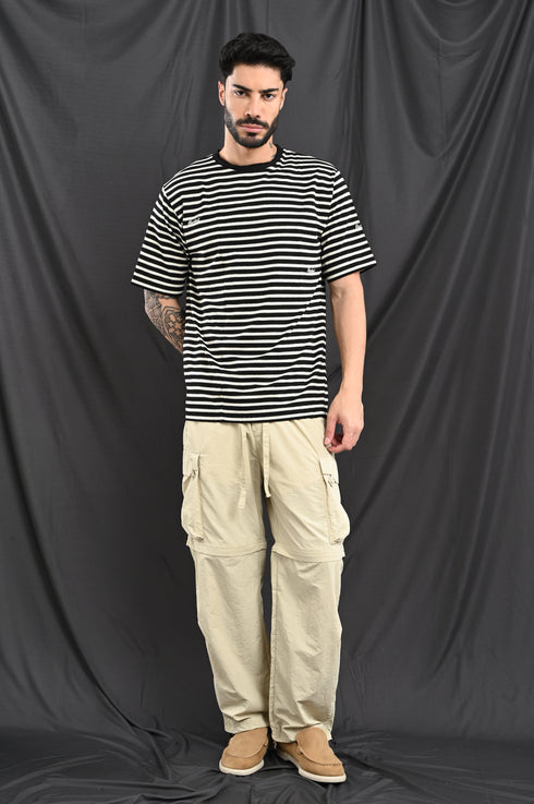 Oversized Stripe Tee In Black & White