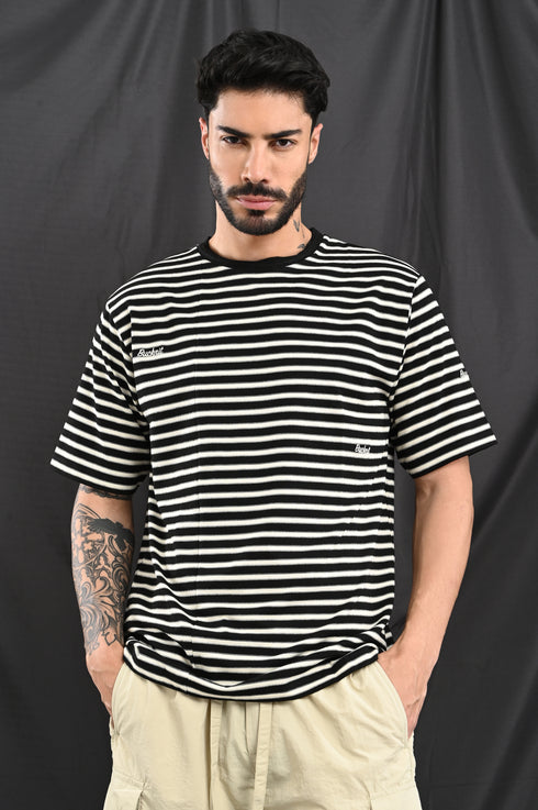 Oversized Stripe Tee In Black & White
