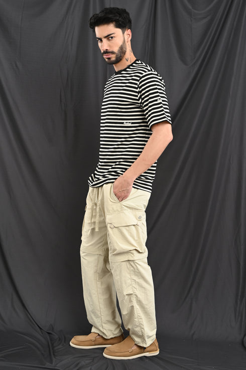 Oversized Stripe Tee In Black & White