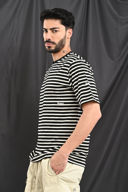Oversized Stripe Tee In Black & White